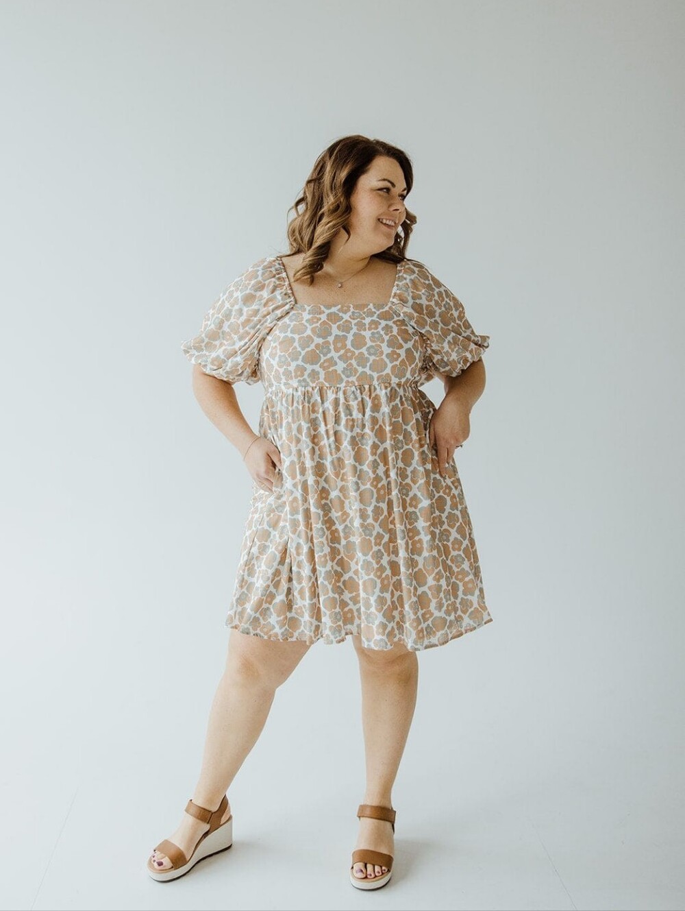 MIKAROSE The Tatum Floral Midi Dress Brown & White XL